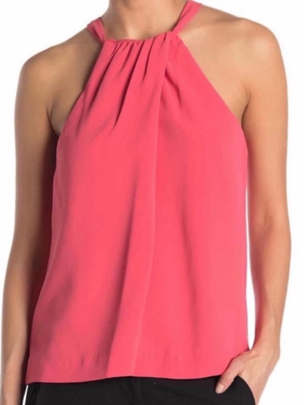 Trina Turk Rosemary Coral Halter Neck Sleeveless Top Size S Cutout Resort Blouse